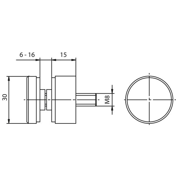 Glaspunkthalter für 6 – 16 mm Glas, ø 30 mm, Edelstahl V2A