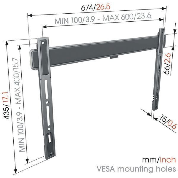 Vogel’s TV Wandhalterung für Fernseher Elite TVM 5605 – TV Halterung für Bildschirmdiagonalen von 40-100 Zoll, schwarz