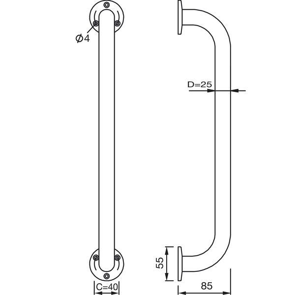 KWS Schiebetorgriff 8503, 500 mm, Stahl schwarz lackiert