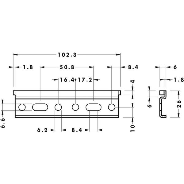 CAMAR Wandleiste 814, 102 x 26 x 6 mm, Stahl verzinkt