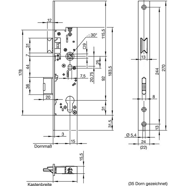 WILKA Fluchttürschloss WILKA 6678, 2-flügelig, Funktion B