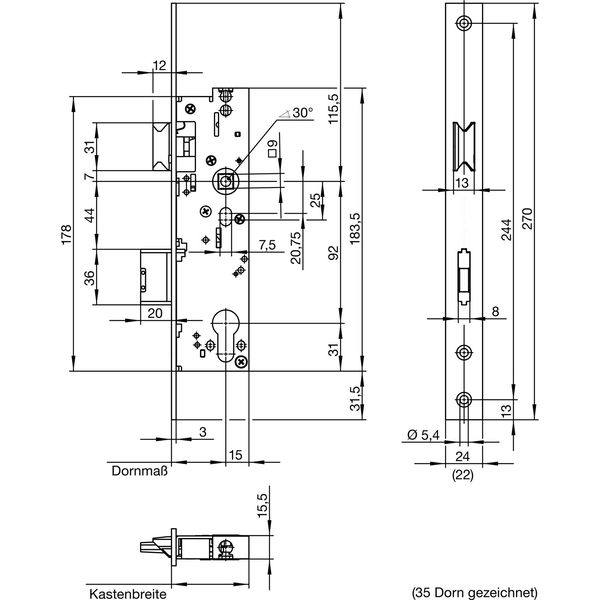 WILKA Fluchttürschloss WILKA 6677, 1-flügelig, Funktion B
