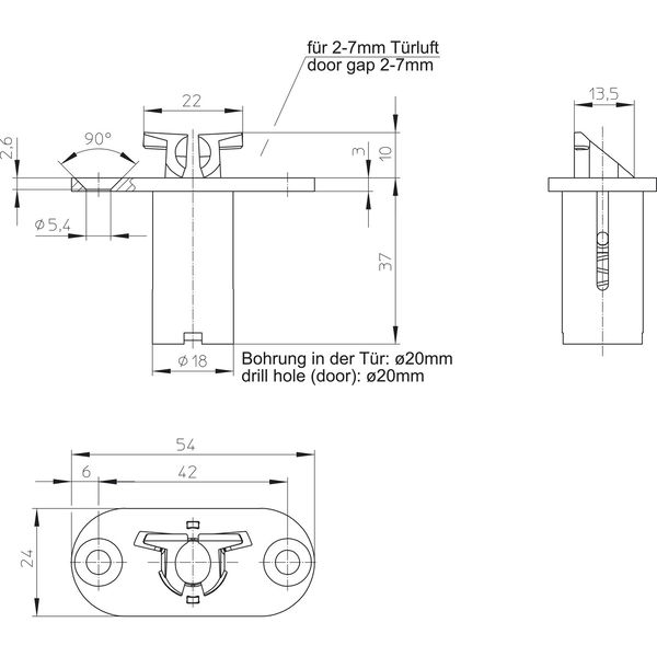 WILKA Schaltschloss 4685, Stulp 24 x 54 mm rund, Stahl verzinkt