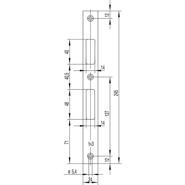 WILKA Schließblech flach Falle und Riegel, 245 x 24 x 3 mm, Edelstahl