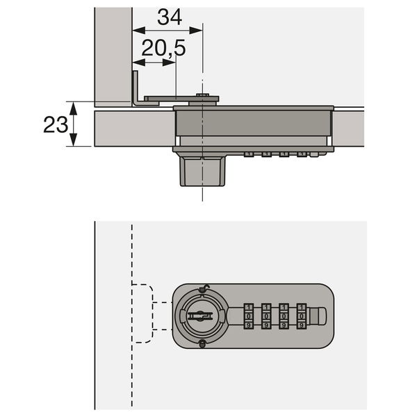 HETTICH Zahlenschloss mit Riegel – Fixcode