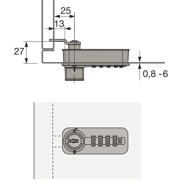 HETTICH Zahlenschloss mit Riegel – Fixcode