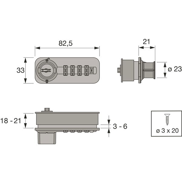 HETTICH Zahlenschloss mit Riegel – Fixcode