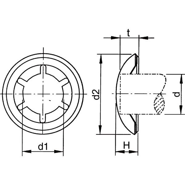 Starlock® Achsenklemmring mit Kappe 20 mm Federstahl verzinkt mit Edelstahlkappe