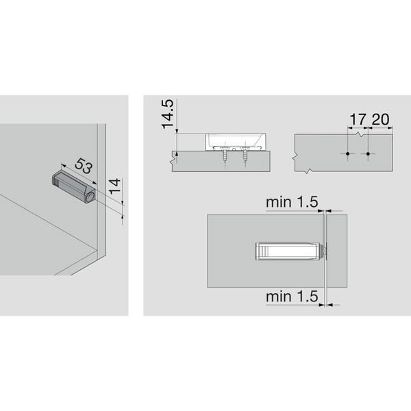 BLUM TIP-ON 956 – Gerade Adapterplatte Kurzversion