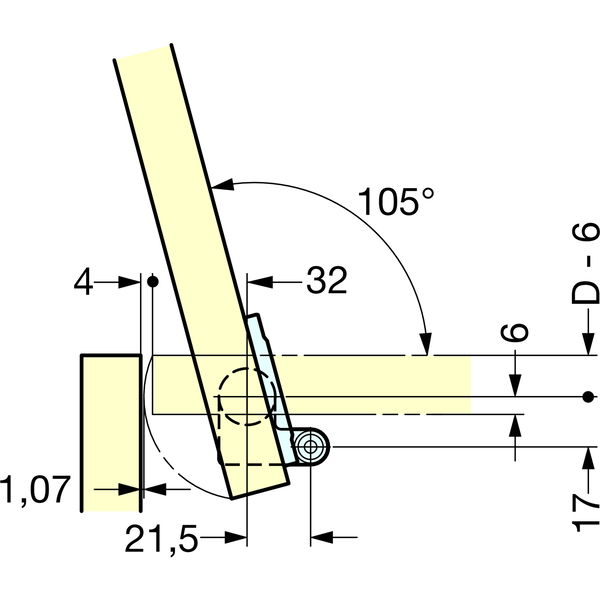 LAMP Deckelscharnier “klein” mit integrierter Dämpfung