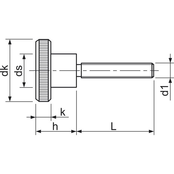 Rändelschraube (Griffschraube) ø M 5 x 25 mm hohe Form DIN464 Stahl verchromt