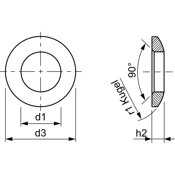 Kugelscheibe DIN 6319C – Stahl blank