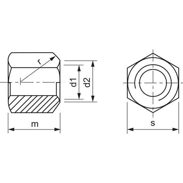 Langmutter DIN 6330B – 10 Stahl blank