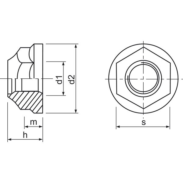 DIN6926/ 8 M10 verzinkt Sechskantmutter mit Flansch und Polyamideinlage