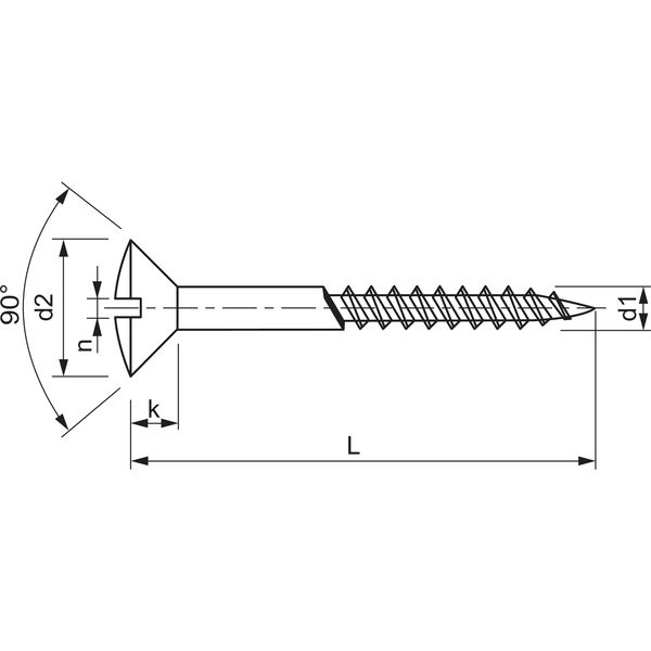 Holzschraube LKO DIN 95 mit Schlitz, Messing blank