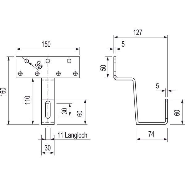 Fix-Solardachhaken 150x50x5/5 mm Edelstahl A2