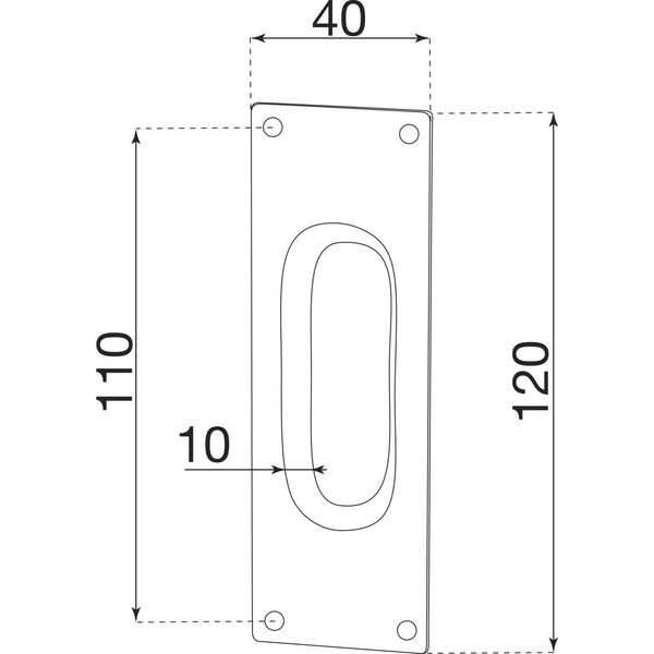 Schiebetürmuschel 40x120mm gerade, verzinkt schwarz hell passiviert