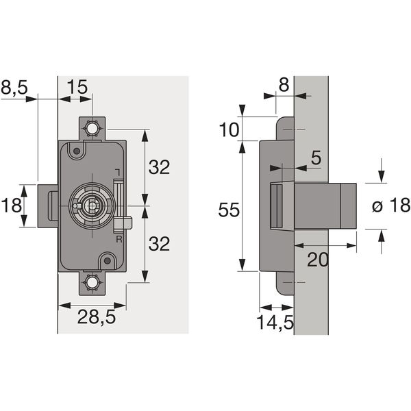 HETTICH Zylinder-Drehstangenschloss Z23, Prestige 2000