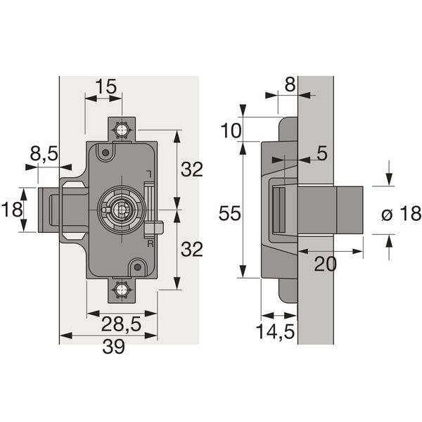 HETTICH Zylinder-Drehstangenschloss Set Z23, Prestige 2000