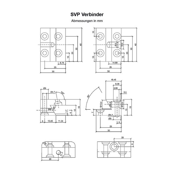 vasalat SVP Stufenverbinder – Treppenverbinder für den Treppenbau – zur präzisen und schnellen Montage von Holztreppen mit DIN7991 Sicherungsschraube – 4 Stück