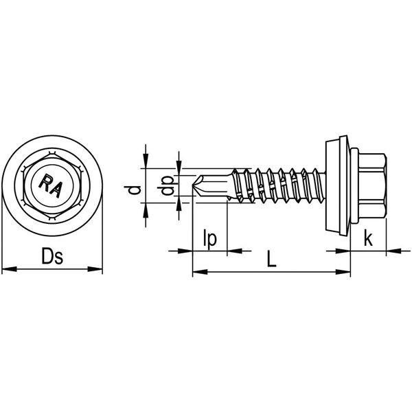 RP-r-3H, REFABO Plus Bohrschraube  4.8×22/E14  Bi-Metall A2 / KP