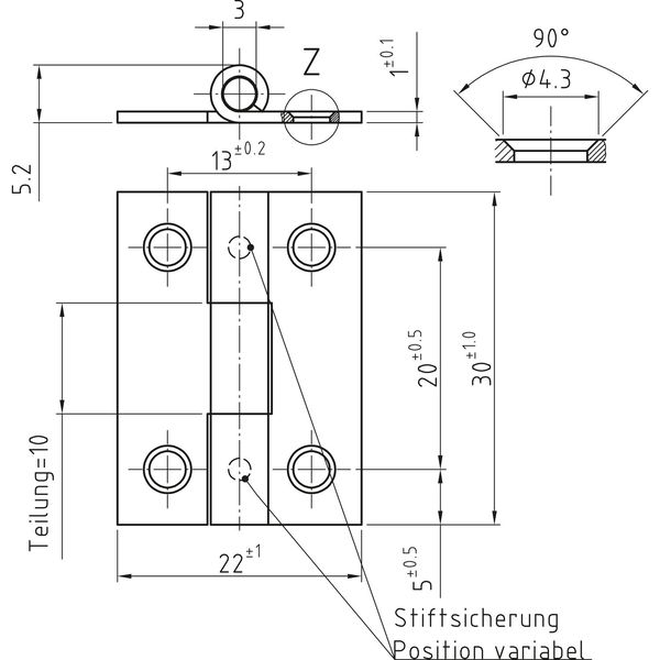 POHL Scharnier DIN 7954 Typ A schmal