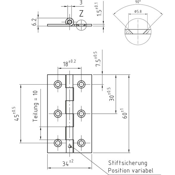 POHL Scharnier DIN 7954 Typ A schmal