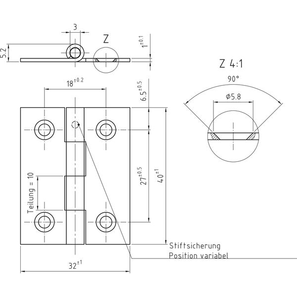 SCHMALE Scharnier DIN 7954 B halbbreit