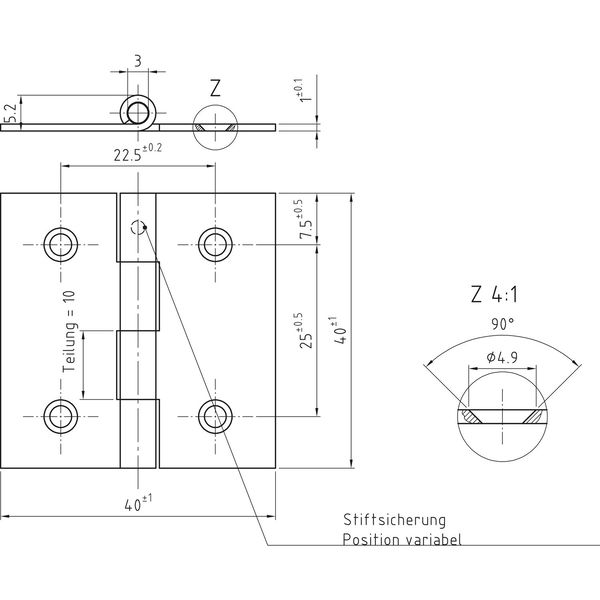 POHL Scharnier DIN 7954 Typ C quadratisch