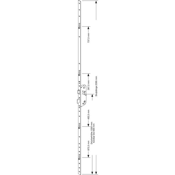 GU MFV-Schloss Secury R4, DM 45 mm, Stulp 2285 x 16 x 3 mm eckig, silberfärbig ÖNORM