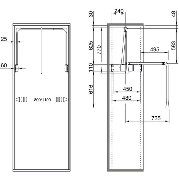 SERVETTO Kleiderlift Super 800 – 1100mm Kunststoff/Stahl grau