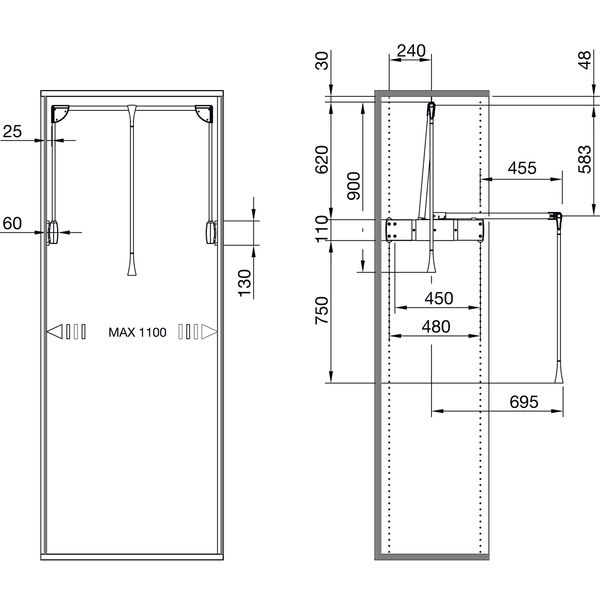 SERVETTO Kleiderlift Super Pro 1100mm Kunststoff/Stahl grau